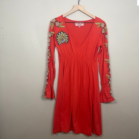 Johnny Was Dresses & Skirts - Johnny Was LA Red Long Sleeve Embroidered Dress - Medium